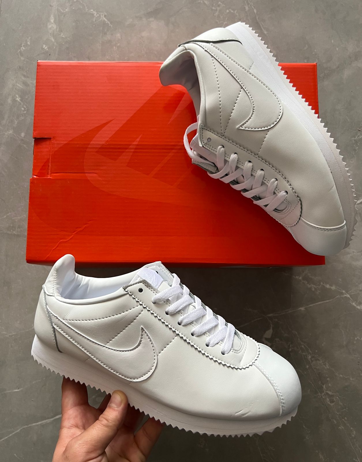 Men's Cortez Triple White Full Leather Sneakers